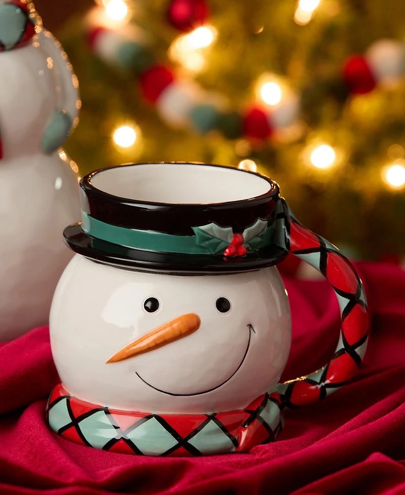 Certified International Christmas Whimsy Snowman 3-d Mugs, Set of 4