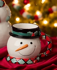 Certified International Christmas Whimsy Snowman 3-d Mugs, Set of 4