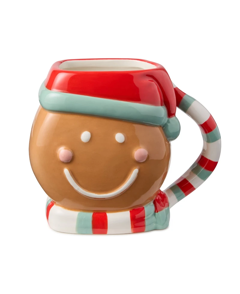 Certified International Christmas Whimsy Gingerbread 3-d Mugs, Set of 4