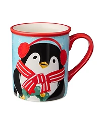 Certified International Christmas Whimsy Penguin Mugs, Set of 4