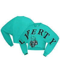Spirit Jersey Women's Mint New York Liberty Jumbo Print Oversized Cropped Long-Sleeve T-Shirt