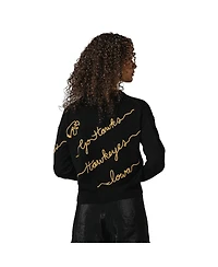 Kadyluxe Women's Black Iowa Hawkeyes Love Note Embroidered Pullover Sweater