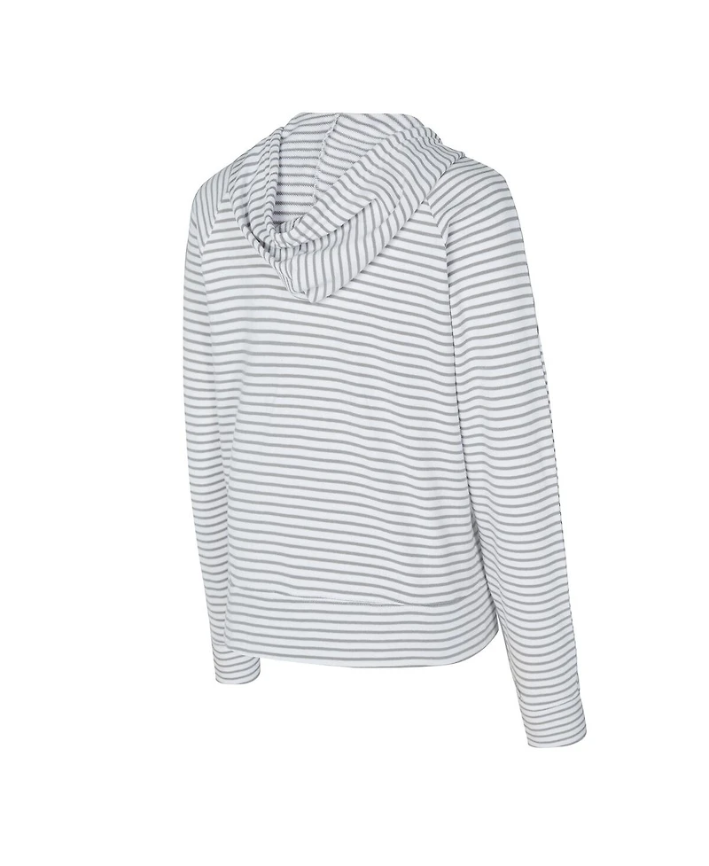 Concepts Sport Men's White/Gray Miami Hurricanes French Terry Striped V-Neck Pullover Hoodie