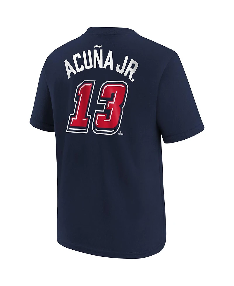 Nike Toddler Ronald Acuna Jr. Navy Atlanta Braves 2025 Mlb Speedway Classic Name Number T-Shirt