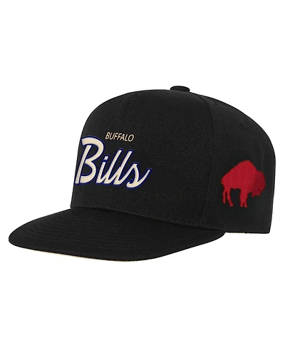 Mitchell & Ness Big Boys and Girls Black Buffalo Bills Cream Team Script Snapback Hat