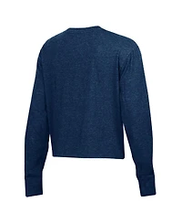 Under Armour Women's Heather Navy Notre Dame Fighting Irish Essentials Icon Ultra-Soft Cropped Long Sleeve Tri-Blend Performance T-Shirt