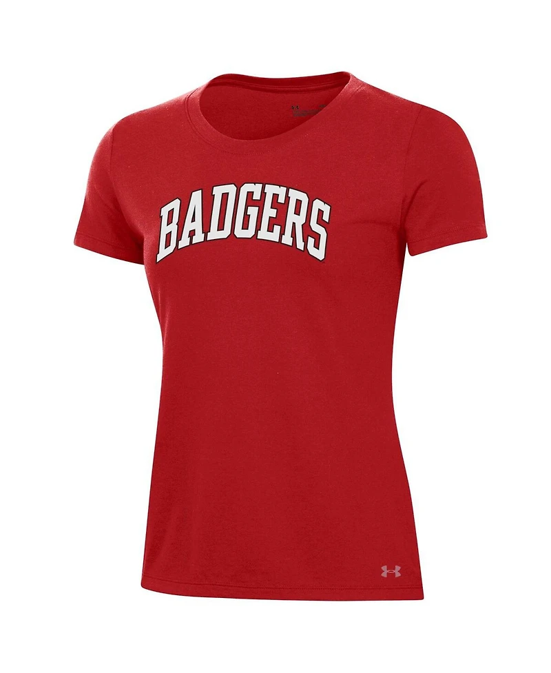 Under Armour Women's Red Wisconsin Badgers Essentials 2-Hit Performance T-Shirt