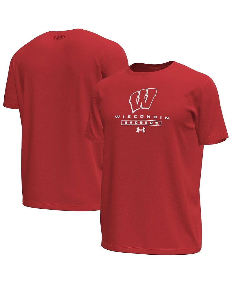 Under Armour Men's Red Wisconsin Badgers Stack Stretch Performance T-Shirt