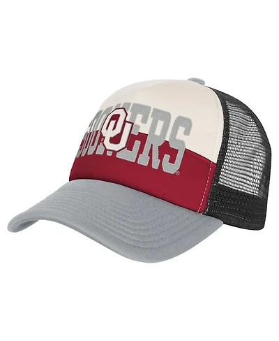 Outerstuff Big Boys and Girls Crimson/Cream Oklahoma Sooners Modern Fan Trucker Adjustable Hat