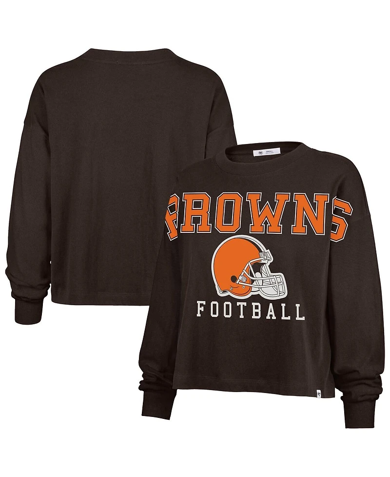 '47 Brand Women's Brown Cleveland Browns Outreach City Oversized Long Sleeve T-Shirt