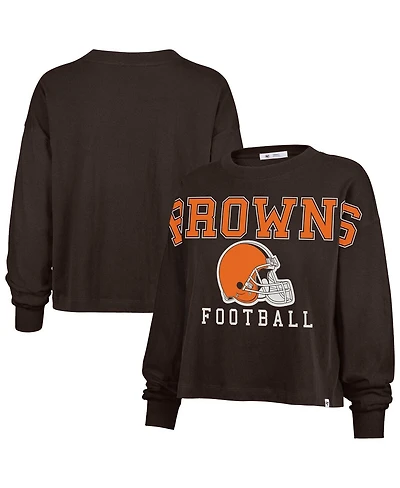 '47 Brand Women's Brown Cleveland Browns Outreach City Oversized Long Sleeve T-Shirt