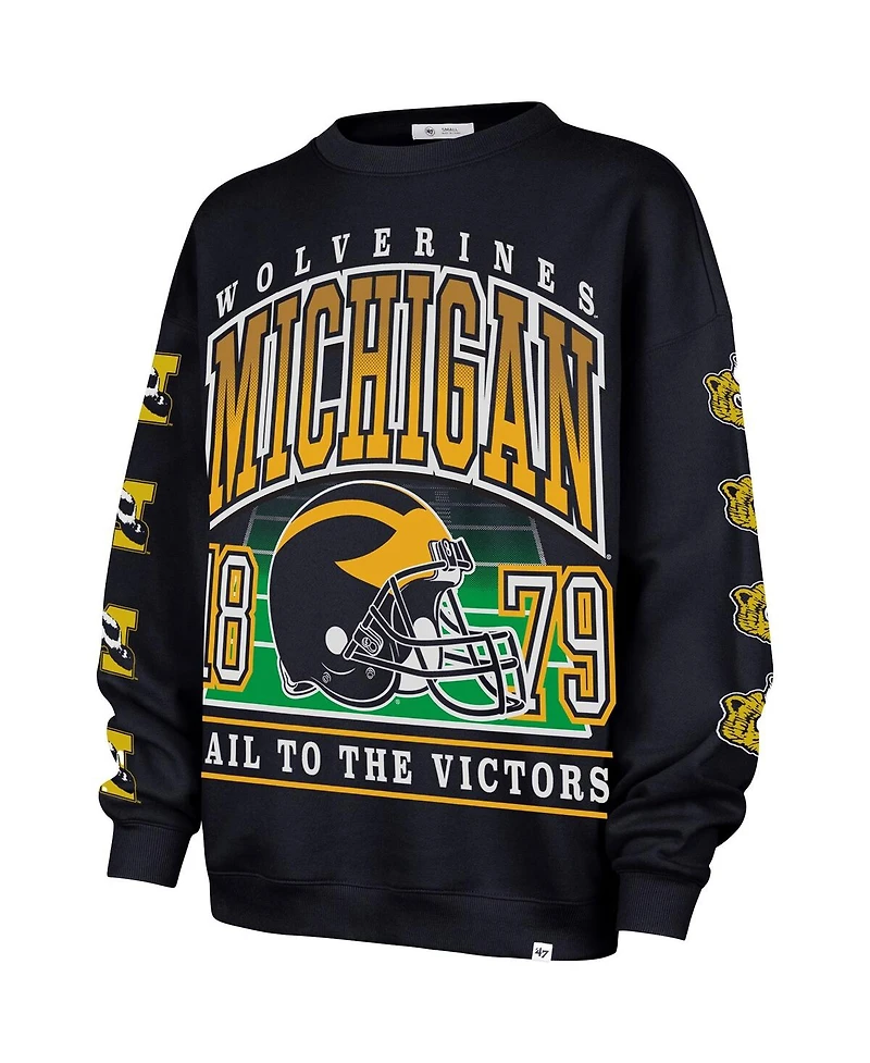 '47 Brand Women's Navy Michigan Wolverines Go Big Oversized Pullover Sweatshirt