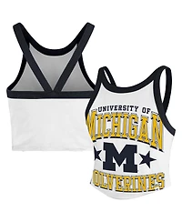 '47 Brand Women's White Michigan Wolverines Energize Sporty Cropped Racerback Tank Top