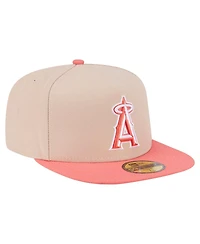 New Era Men's Light Beige/Coral Los Angeles Angels Two-Tone Color Pack A-Frame 59FIFTY Fitted Hat