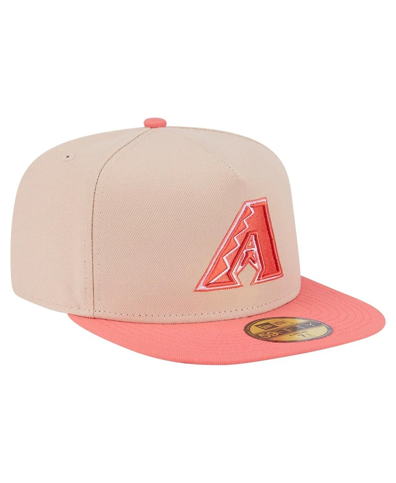 New Era Men's Light Beige/Coral Arizona Diamondbacks Two-Tone Color Pack A-Frame 59FIFTY Fitted Hat