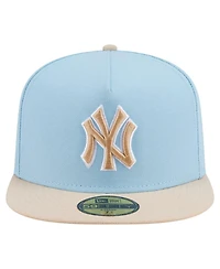 New Era Men's Light Blue/Cream York Yankees Two-Tone Color Pack A-Frame 59FIFTY Fitted Hat