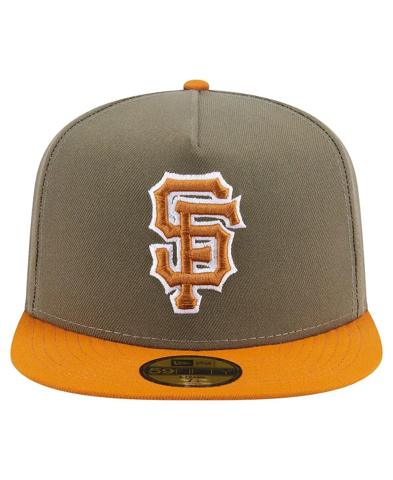 New Era Men's Olive/Orange San Francisco Giants Two-Tone Color Pack A-Frame 59FIFTY Fitted Hat