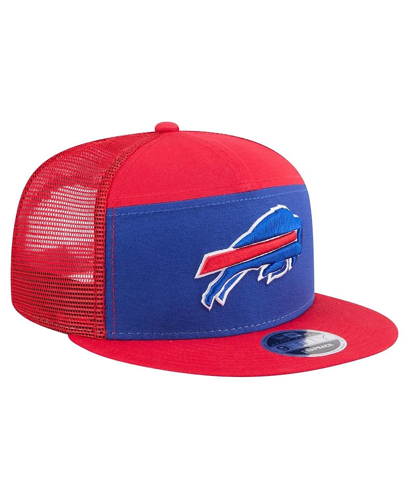 New Era Men's Royal/Red Buffalo Bills Outdoor Split Panel 9FIFTY Snapback Hat