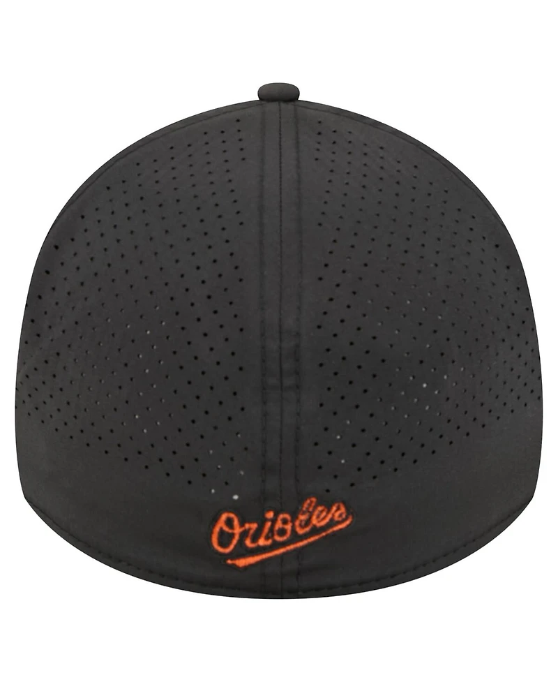 New Era Men's Black Baltimore Orioles 39THIRTY A-Frame Perforated Flex Hat