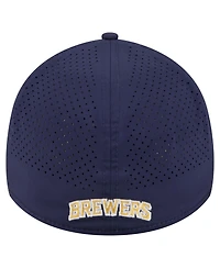 New Era Men's Navy Milwaukee Brewers 39THIRTY A-Frame Perforated Flex Hat