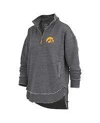 Pressbox Women's Black Iowa Hawkeyes Northfork Sojourn Poncho Quarter-Zip Sweatshirt