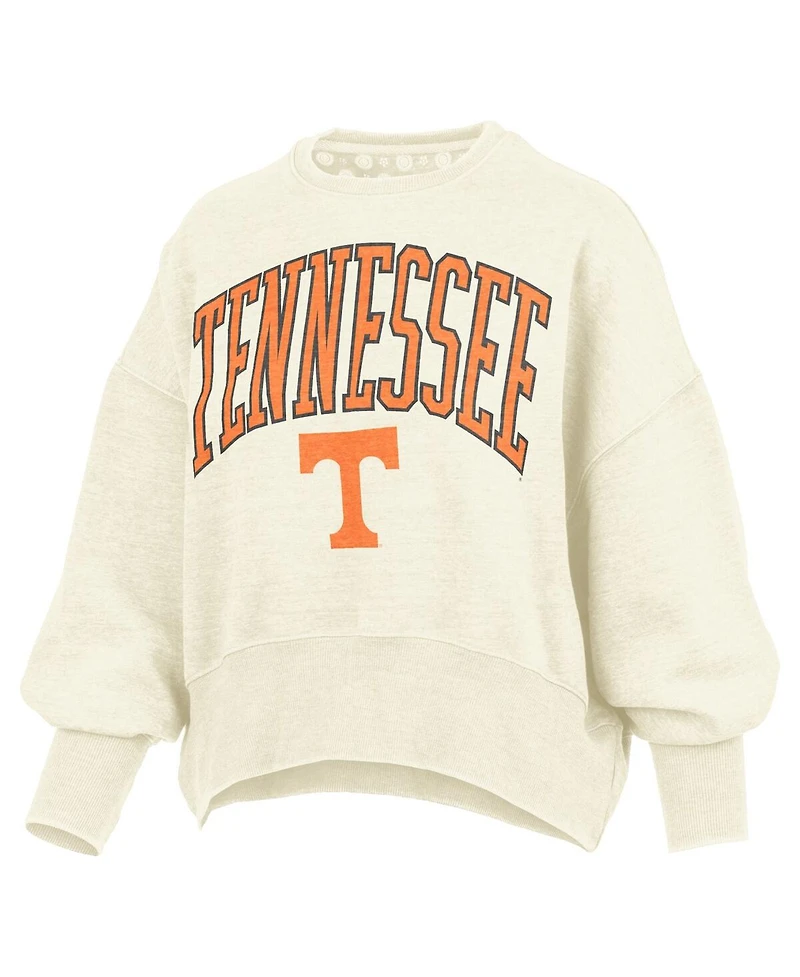 Pressbox Women's Natural Tennessee Volunteers Oversized Waist-Length Crewneck Sweatshirt