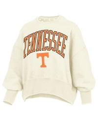 Pressbox Women's Natural Tennessee Volunteers Oversized Waist-Length Crewneck Sweatshirt