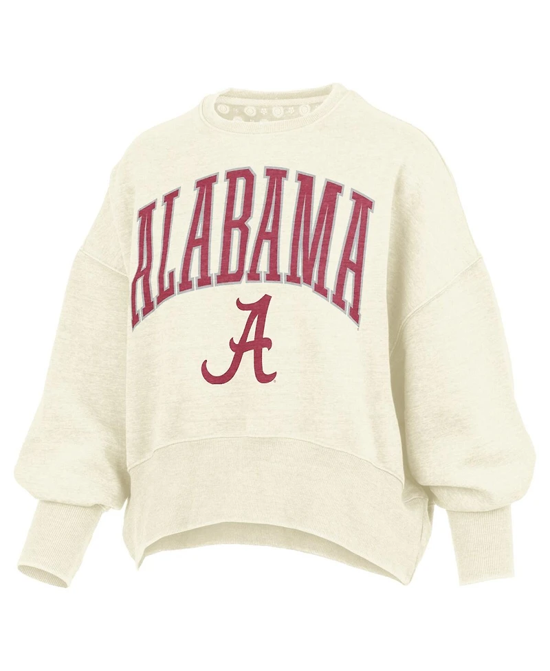 Pressbox Women's Natural Alabama Crimson Tide Oversized Waist-Length Crewneck Sweatshirt