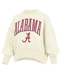 Pressbox Women's Natural Alabama Crimson Tide Oversized Waist-Length Crewneck Sweatshirt