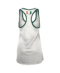 Pressbox Women's White/Green Miami Hurricanes Tracy Racerback Burnout Tank Top