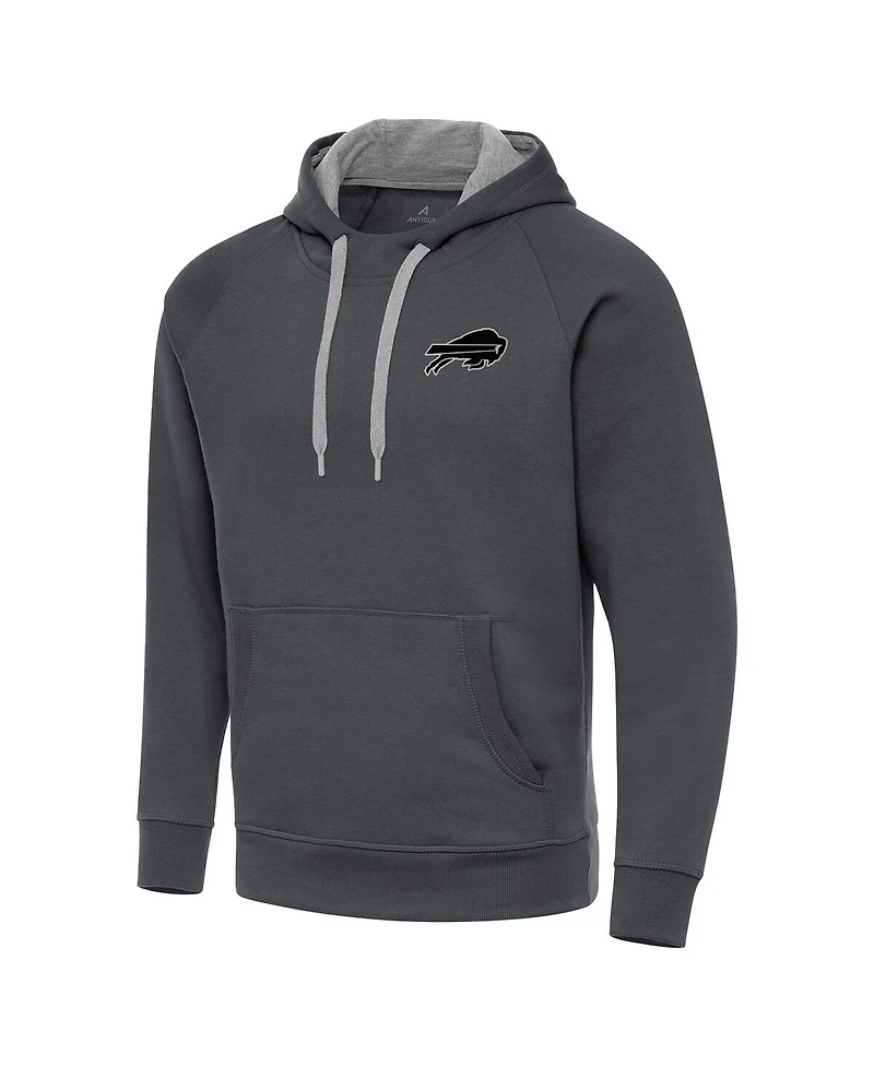 Antigua Men's Charcoal Buffalo Bills Brushed Carbon Victory Pullover Hoodie