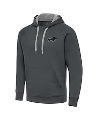 Antigua Men's Charcoal Buffalo Bills Brushed Carbon Victory Pullover Hoodie