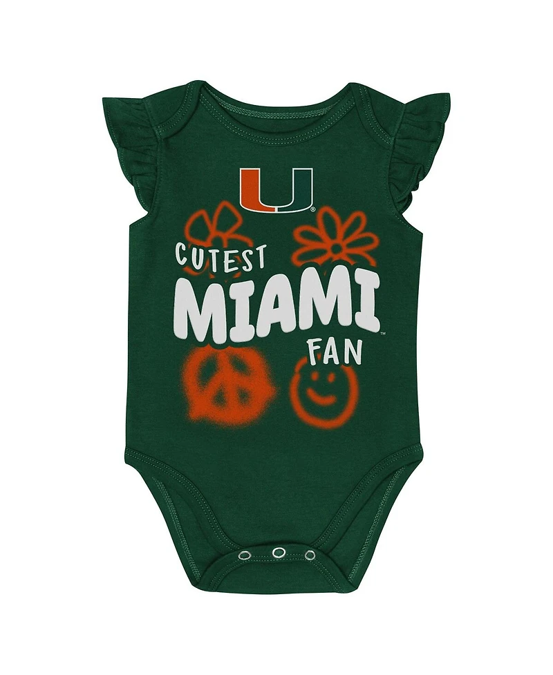 Outerstuff Baby Boys and Girls 2-Piece Green/Orange Miami Hurricanes Little Sunshine Bodysuit Set