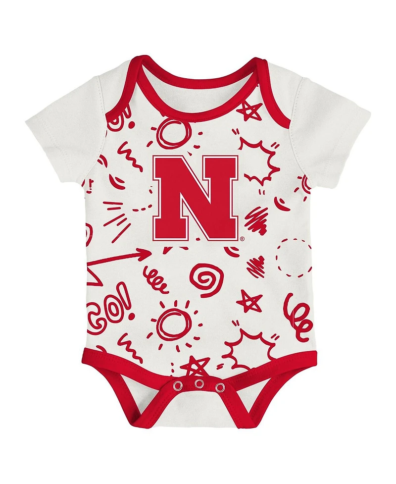 Outerstuff Baby Boys and Girls 3-Piece Nebraska Huskers All Day Play Bodysuit Set