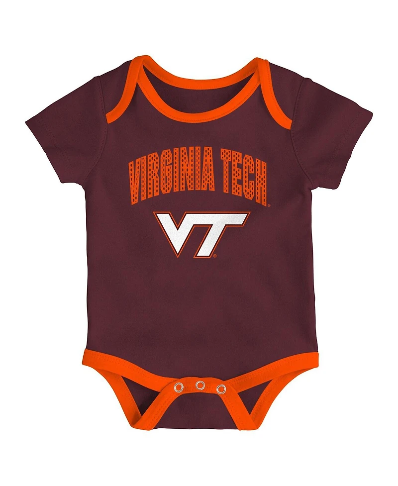 Outerstuff Baby Boys and Girls 3-Pack Virginia Tech Hokies All Day Play Bodysuit Set