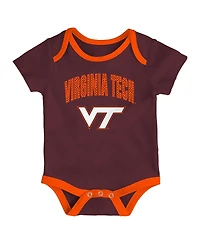 Outerstuff Baby Boys and Girls 3-Pack Virginia Tech Hokies All Day Play Bodysuit Set