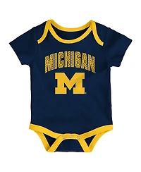 Outerstuff Baby Boys and Girls Outerstuff Michigan Wolverines All Day Play 3-Piece Bodysuit Set