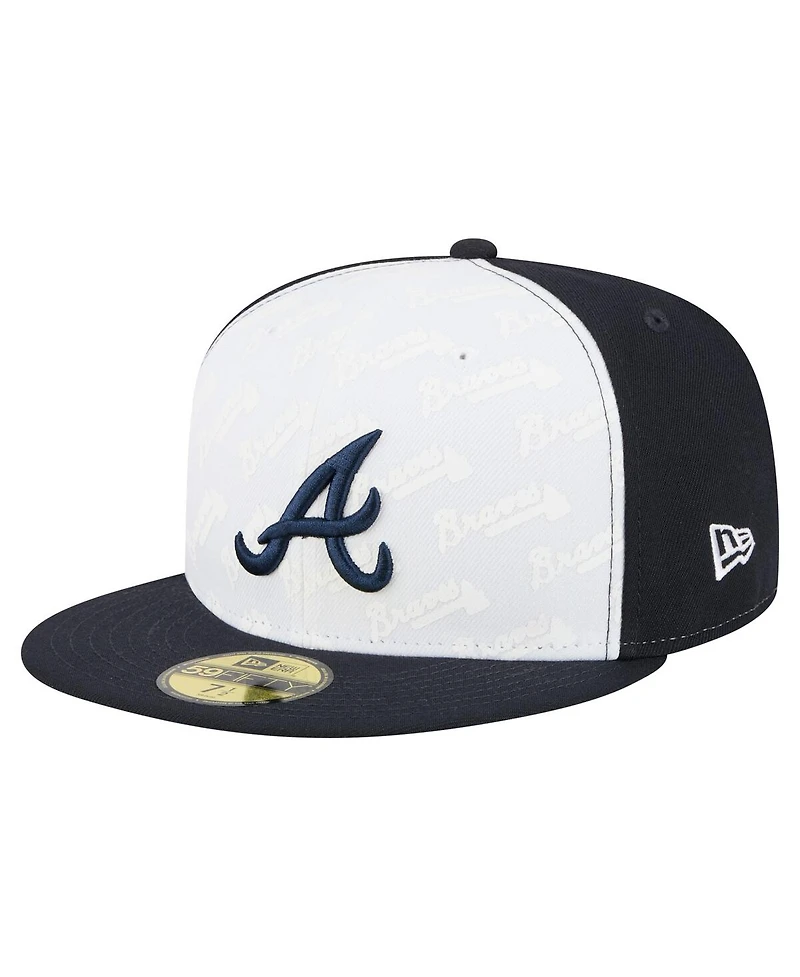 New Era Men's White/Navy Atlanta Braves Repeat 59FIFTY Fitted Hat
