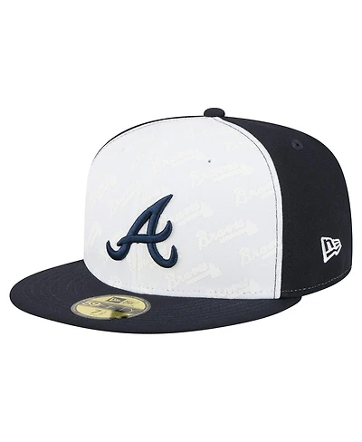 New Era Men's White/Navy Atlanta Braves Repeat 59FIFTY Fitted Hat