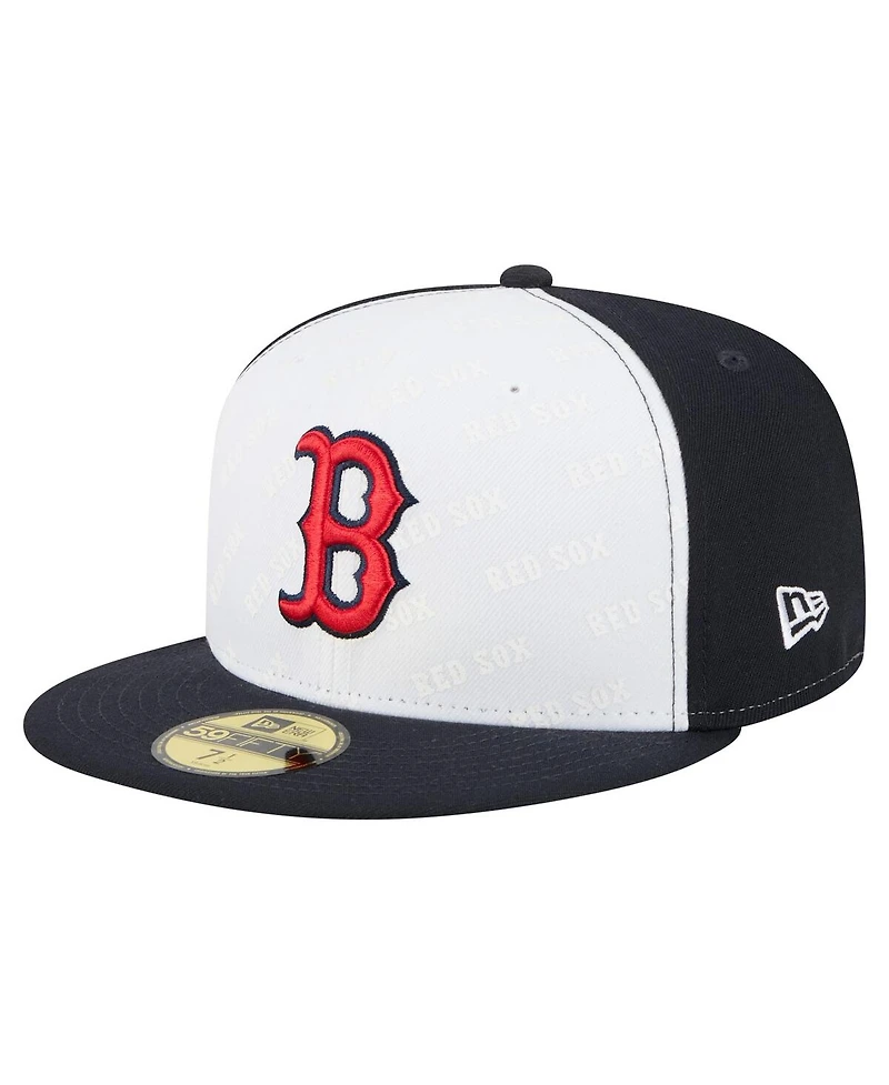 New Era Men's White/Navy Boston Red Sox Repeat 59FIFTY Fitted Hat