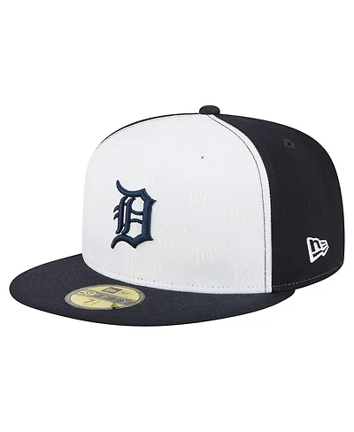New Era Men's White/Navy Detroit Tigers Repeat 59FIFTY Fitted Hat