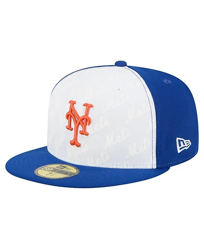 New Era Men's White/Royal York Mets Repeat 59FIFTY Fitted Hat