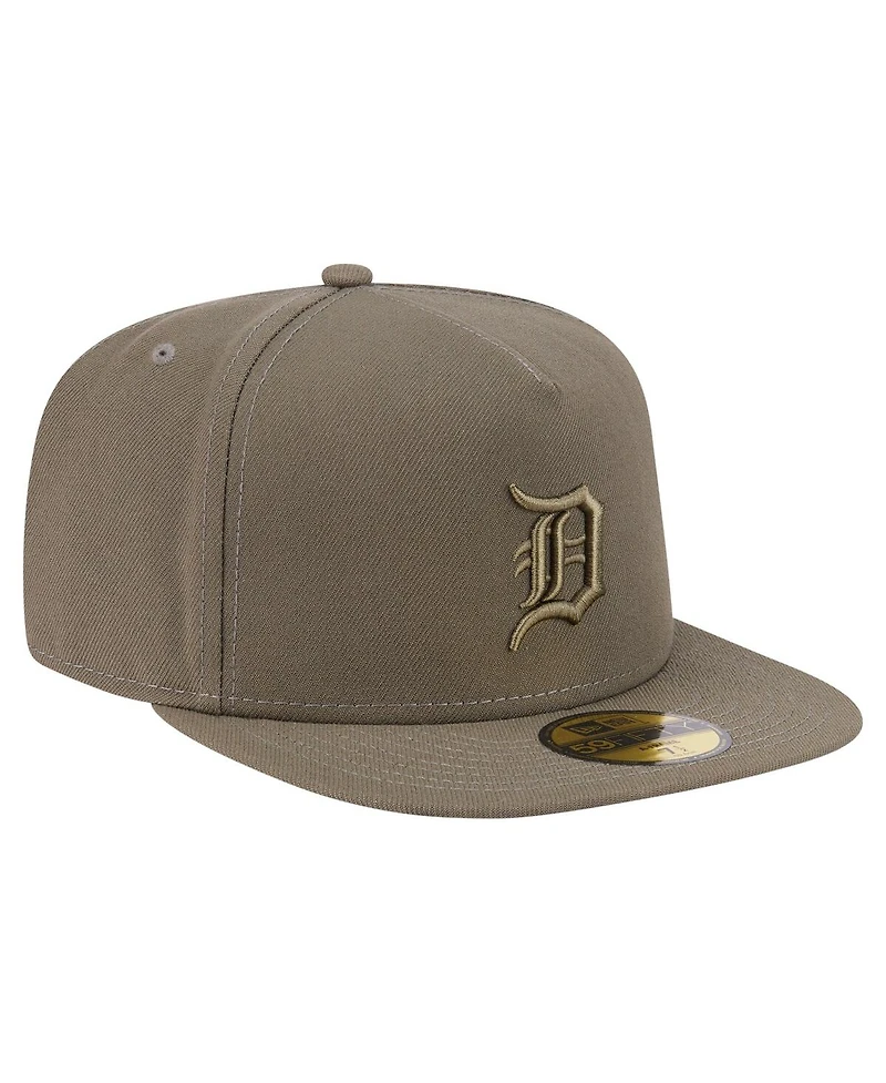 New Era Men's Olive Detroit Tigers Color Pack A-Frame 59FIFTY Fitted Hat