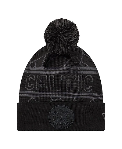 New Era Men's Black Celtic Sport Cuffed with Pom Knit Hat