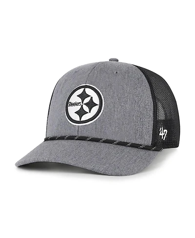 '47 Brand Men's Heather Charcoal Pittsburgh Steelers Carbon Rope Trucker Adjustable Hat