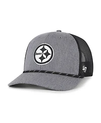 '47 Brand Men's Heather Charcoal Pittsburgh Steelers Carbon Rope Trucker Adjustable Hat
