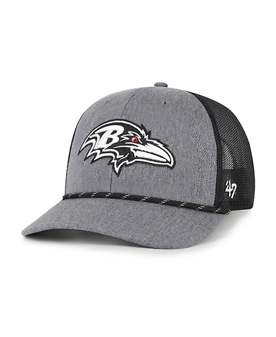 '47 Brand Men's Heather Charcoal Baltimore Ravens Carbon Rope Trucker Adjustable Hat