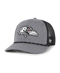 '47 Brand Men's Heather Charcoal Baltimore Ravens Carbon Rope Trucker Adjustable Hat