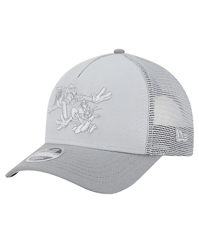 New Era Big Boys and Girls Gray Tom and Jerry Tonal 9FORTY Adjustable Trucker Hat