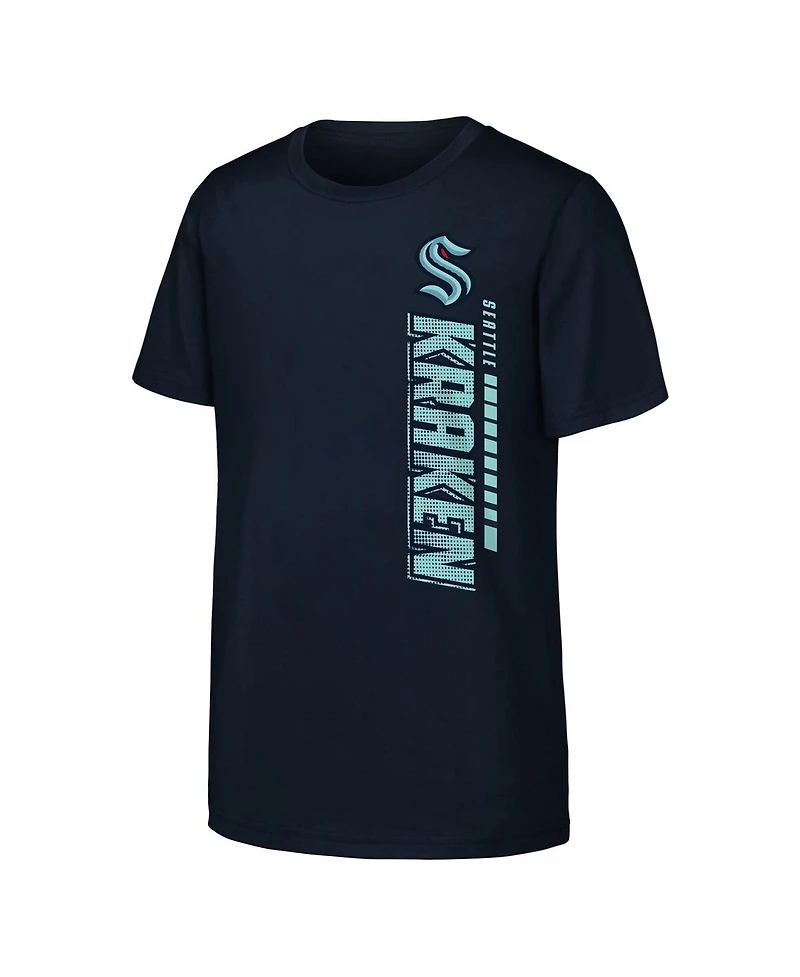 Outerstuff Big Boys and Girls Navy Seattle Kraken Atmosphere T-Shirt